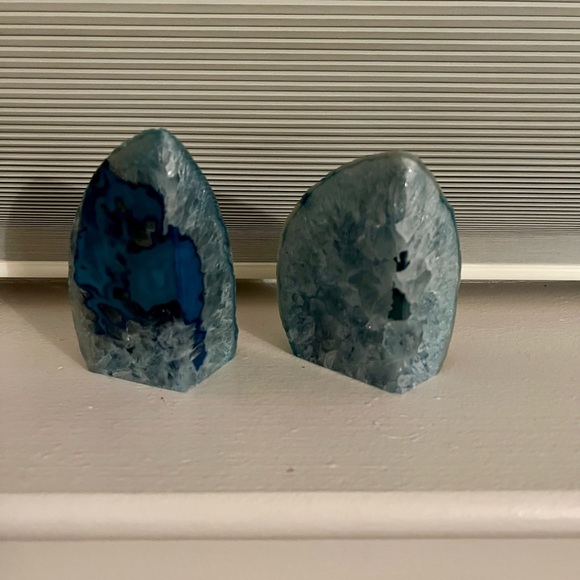 West Elm Agate Geode Book Ends - Blue - Picture 3 of 5